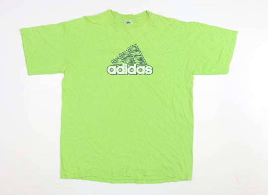 Adidas Men's Green L T-Shirt Sports Graphic Logo