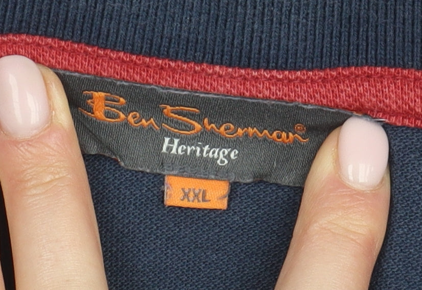 Ben Sherman Men's Blue 2XL Short Sleeve Polo