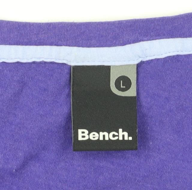 Bench Women's Purple T-Shirt L Casual Short Sleeve
