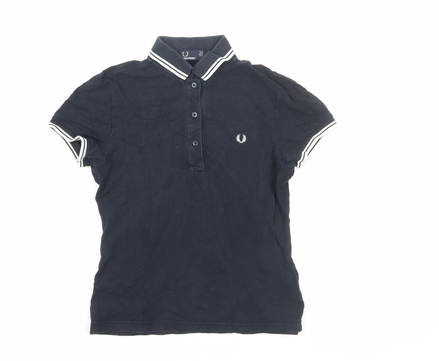 Fred Perry Women's Black Polo Shirt Size 10 Classic Style