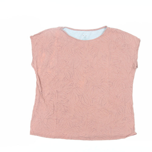 Sherpa Women's Pink Floral T-Shirt L Basic Crew Neck