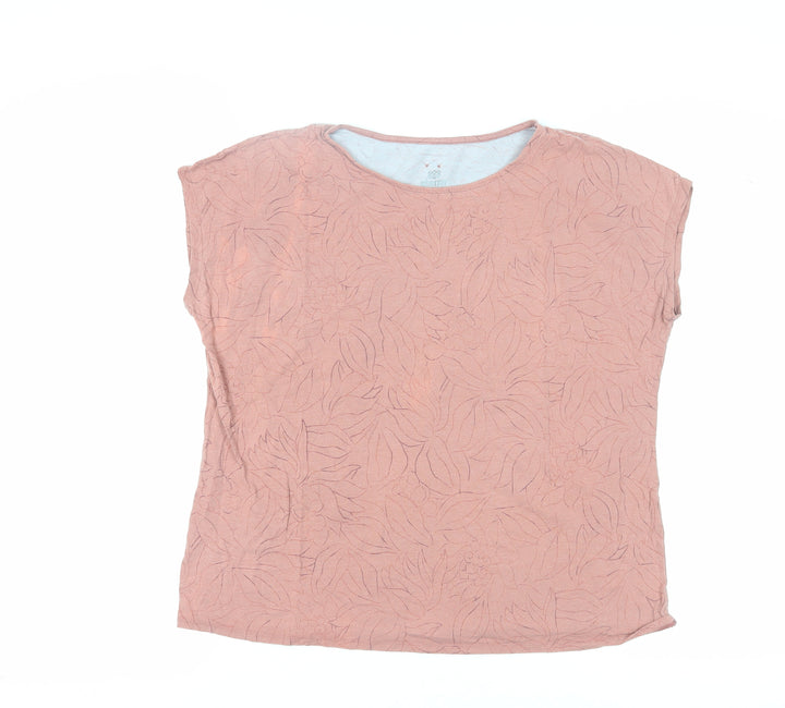 Sherpa Women's Pink Floral T-Shirt L Basic Crew Neck