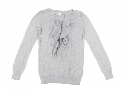 Gap Women's Grey XS Ruffle Pullover Jumper