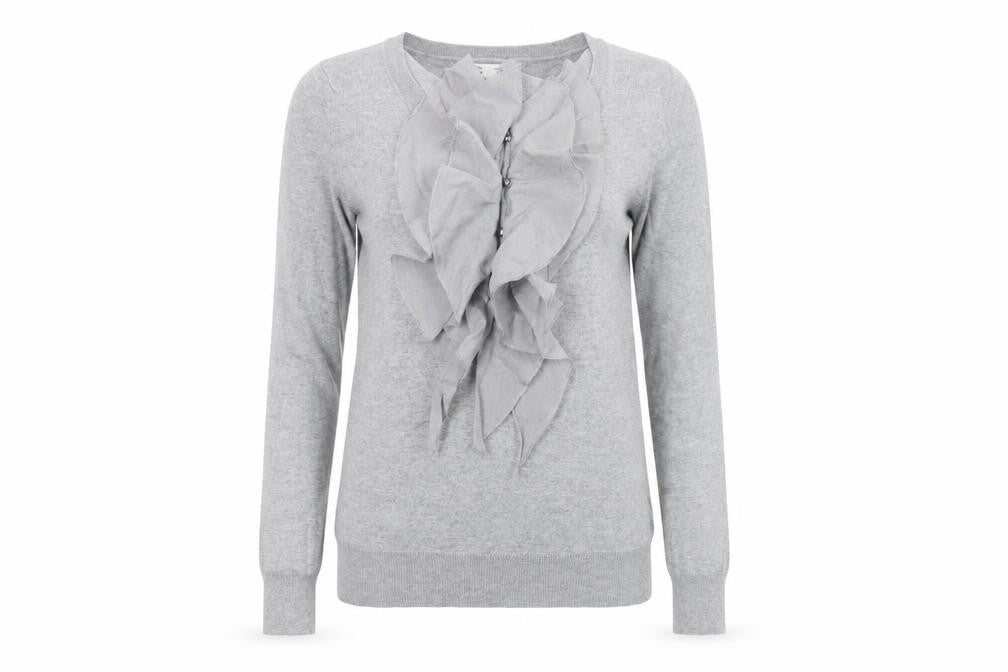 Front view of Gap Women's Grey XS Ruffle jumper