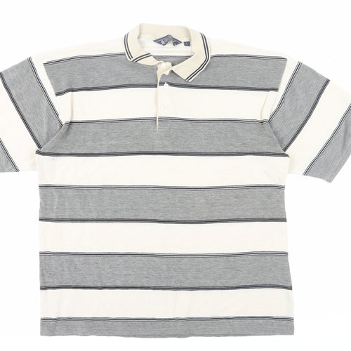 Grand Slam Men's Grey Striped Polo Shirt L Casual