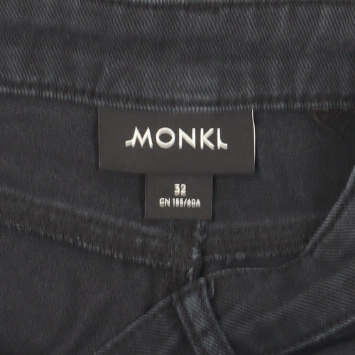 Monki Women's Wide-Leg Black Jeans, Size 4, Relaxed Fit