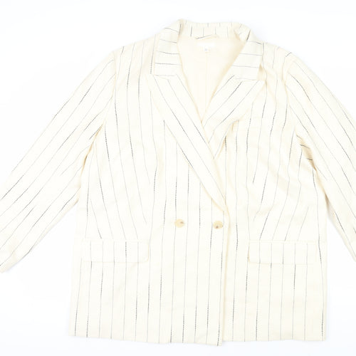 H&M Women's Ivory Pinstripe Blazer, XL