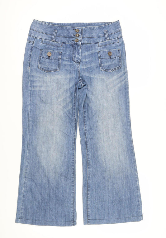 Next Women's Blue Wide-Leg Jeans - Size 12, Medium Wash