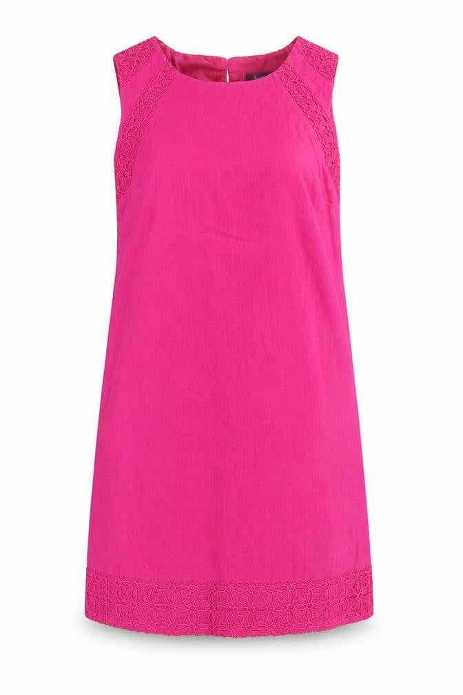 Front view of Bonmarché Women's Pink Cotton Shift Dress, size 10