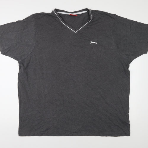 Slazenger Men's Grey V-Neck T-Shirt 3XL, Cotton Blend