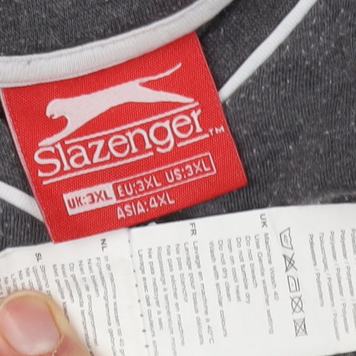 Slazenger Men's Grey V-Neck T-Shirt 3XL, Cotton Blend
