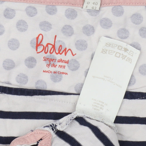 Boden Women's White Striped T-Shirt Size 12