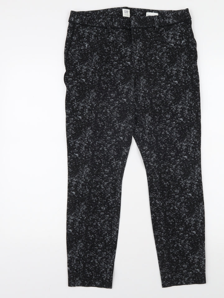 GAP Women's Black Slim Ankle Floral Trousers