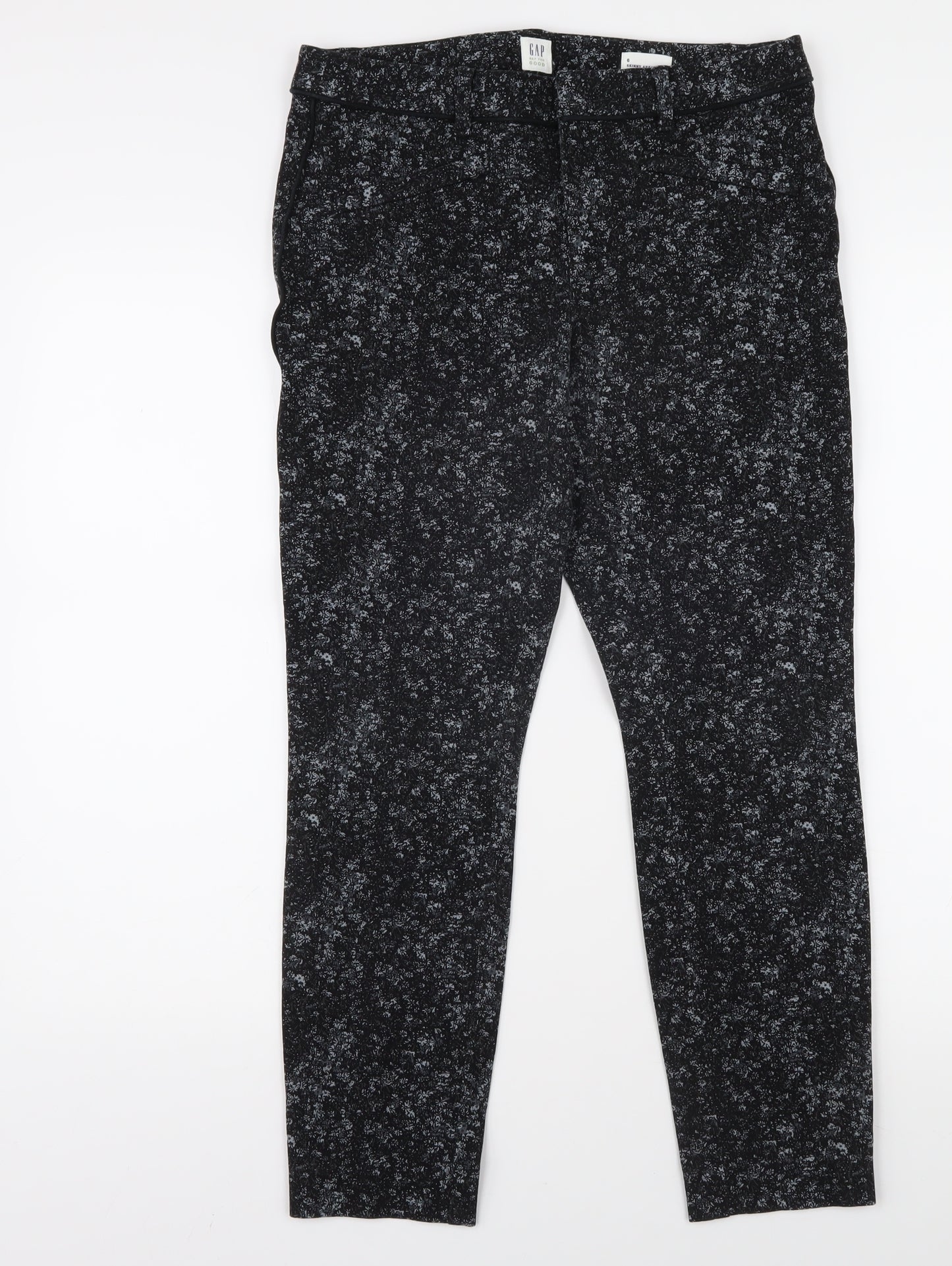 GAP Women's Black Slim Ankle Floral Trousers