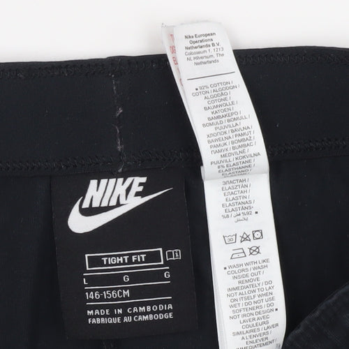 Nike Girls Black Leggings, 11-12 Years, Logo, Activewear