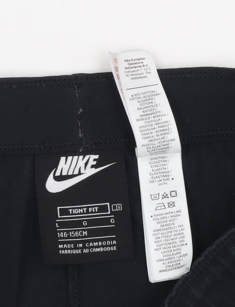 Nike Girls Black Leggings, 11-12 Years, Logo, Activewear
