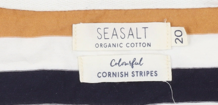 Seasalt Women's Multicoloured Striped Boat Neck Jersey T-Shirt Size 20