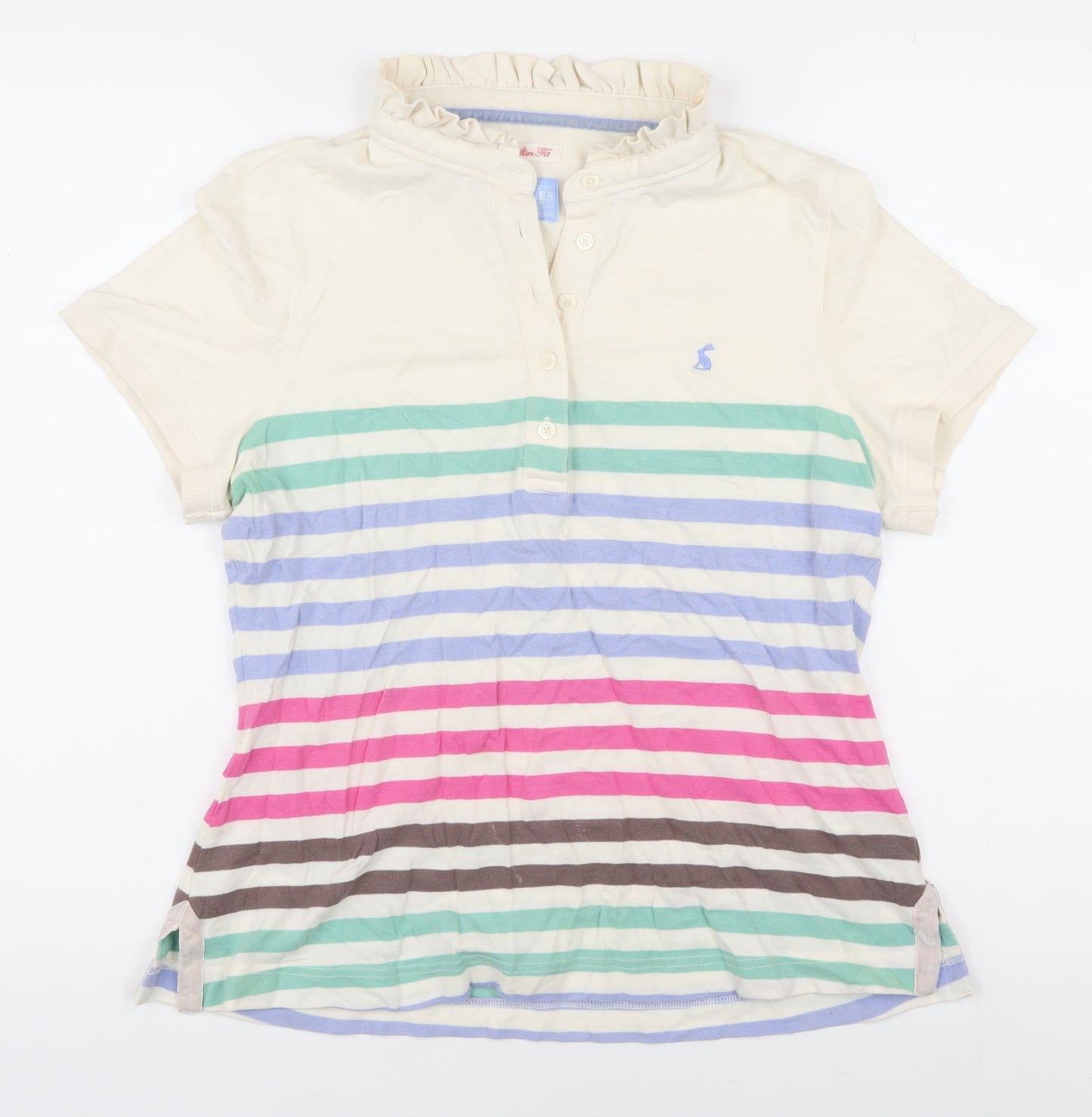 Joules Women's Multicoloured Striped Polo, Size 14