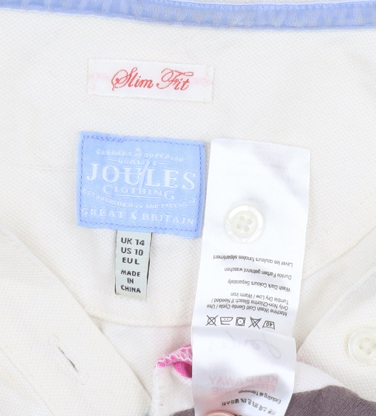 Joules Women's Multicoloured Striped Polo, Size 14