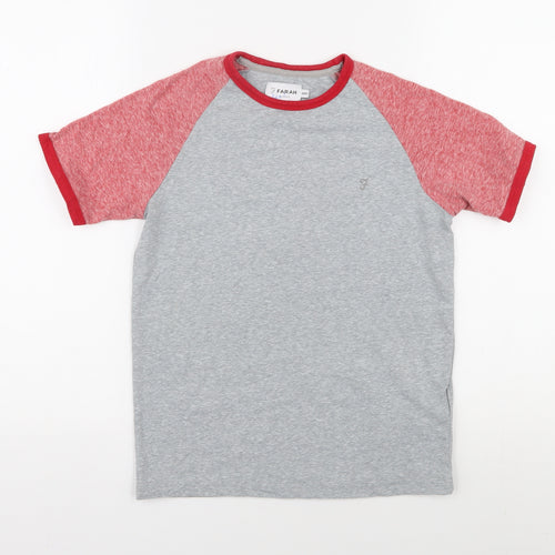 Farah Boys Grey Red Ringer T-Shirt - Size L