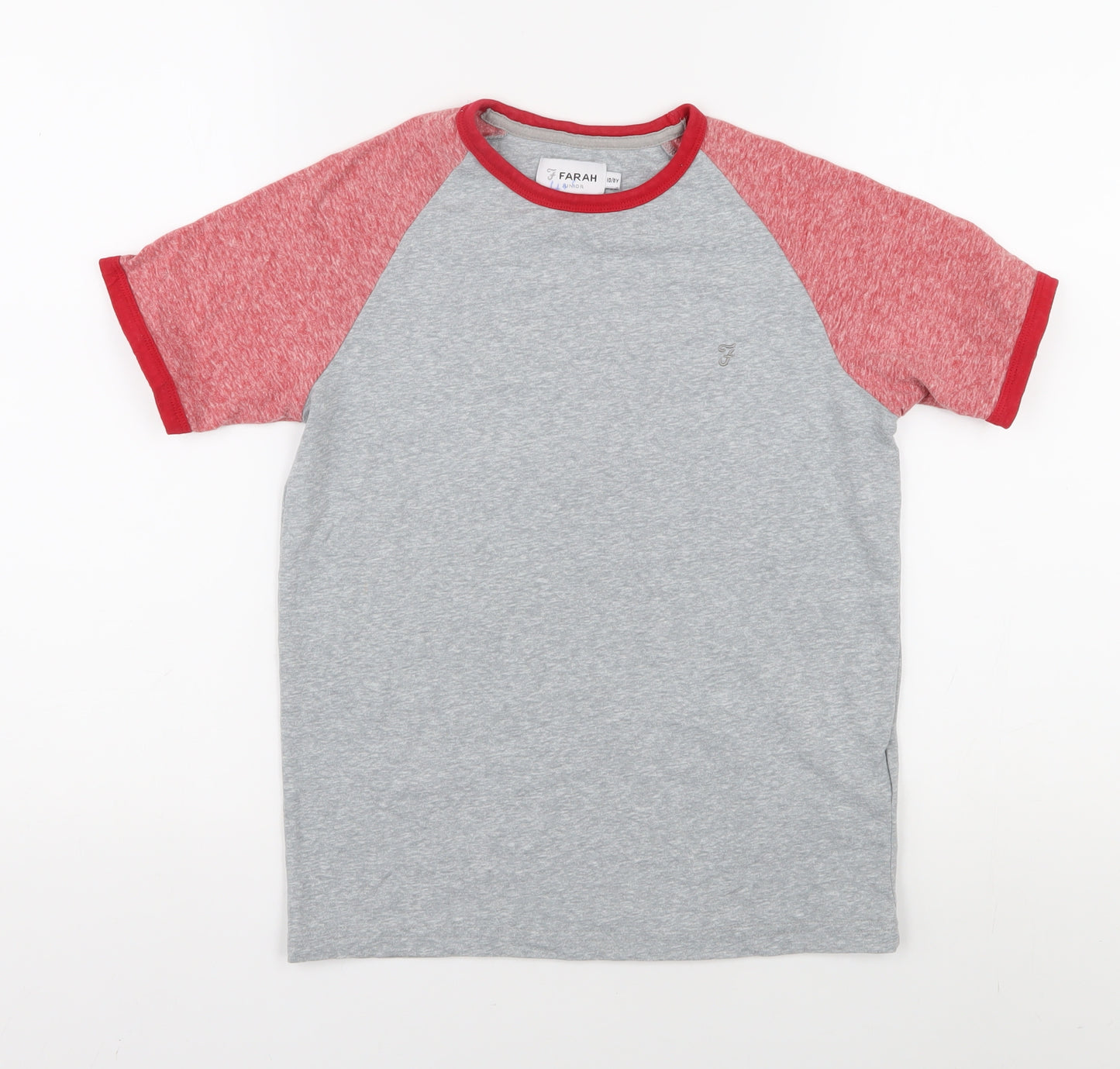 Farah Boys Grey Red Ringer T-Shirt - Size L
