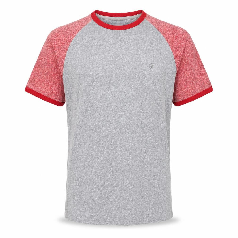 Front view of Farah boys’ grey red ringer t-shirt -, size L