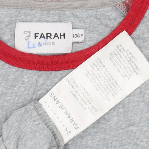 Farah Boys Grey Red Ringer T-Shirt - Size L