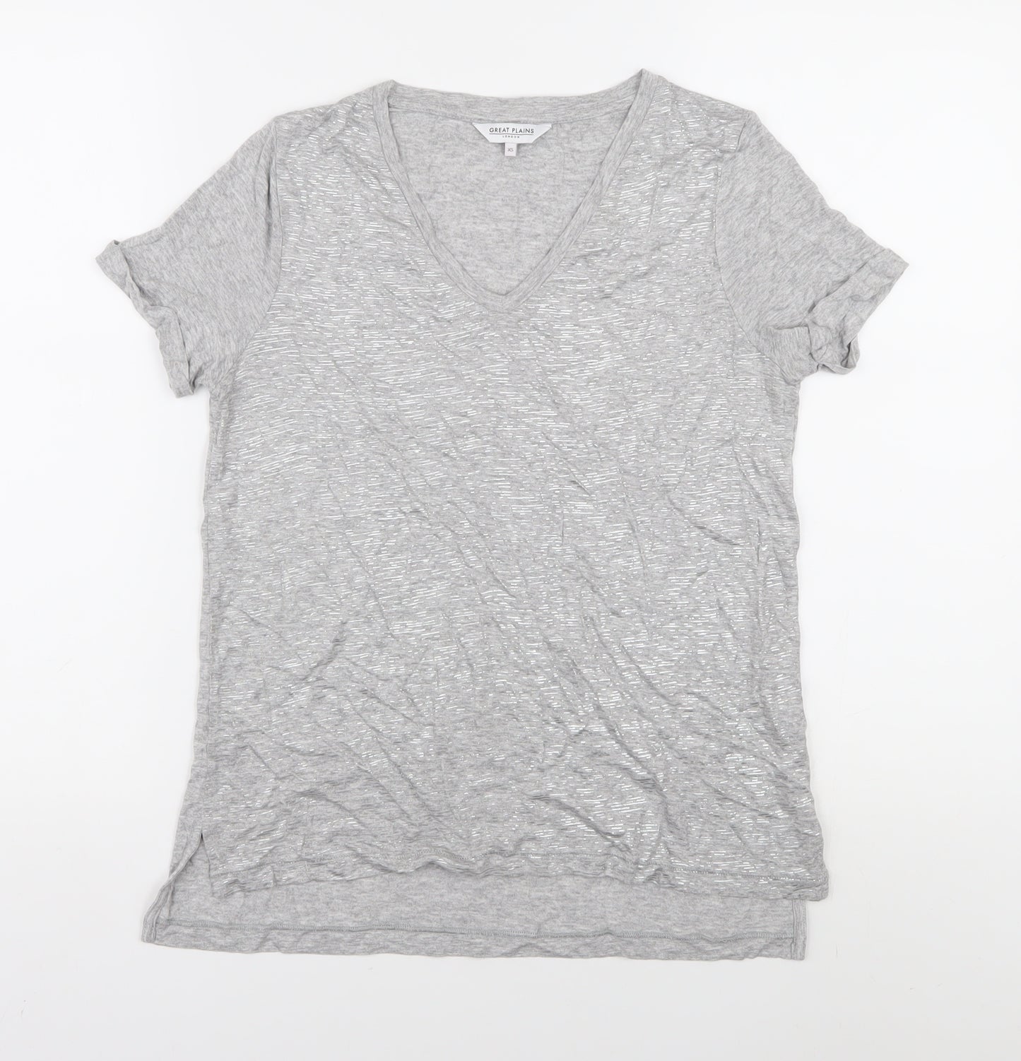 Great Plains Women's Grey V-Neck T-Shirt XS