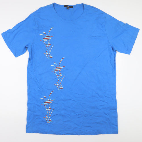 TCM Men's Blue Crew Neck Cotton T-Shirt XL