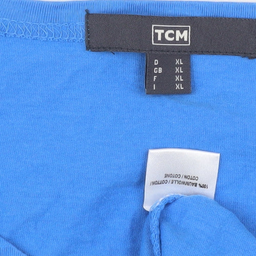 TCM Men's Blue Crew Neck Cotton T-Shirt XL
