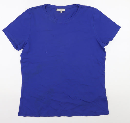 Hobbs Men's Blue Cotton Crew Neck T-Shirt L