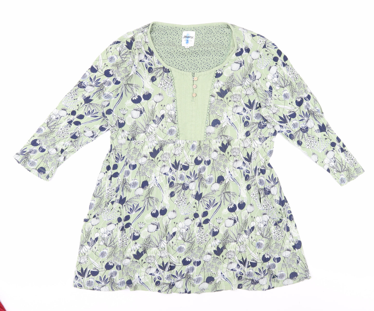 Mantaray Women's Green Floral Shift Dress Size 18
