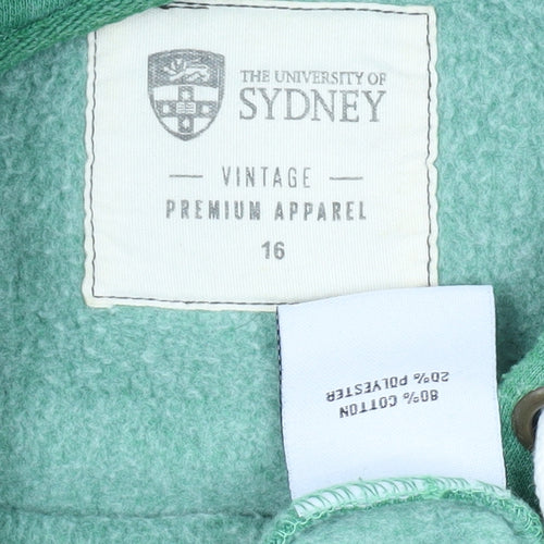The University of Sydney Green Pullover Hoodie, Unisex, Size 16