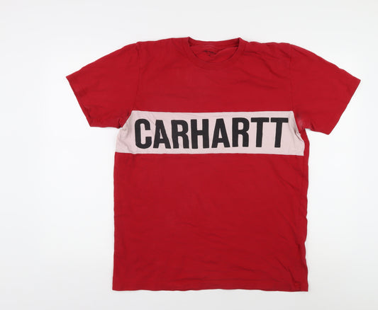 Carhartt Men's Red Logo M T-Shirt, Cotton, Crew Neck