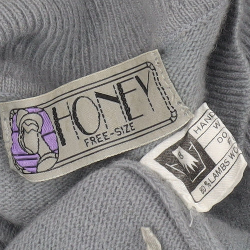Honey Women's Grey Wool Pullover Jumper One Size