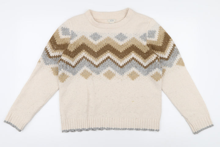 Fat Face Women’s Beige Geometric Knit Sweater UK 12