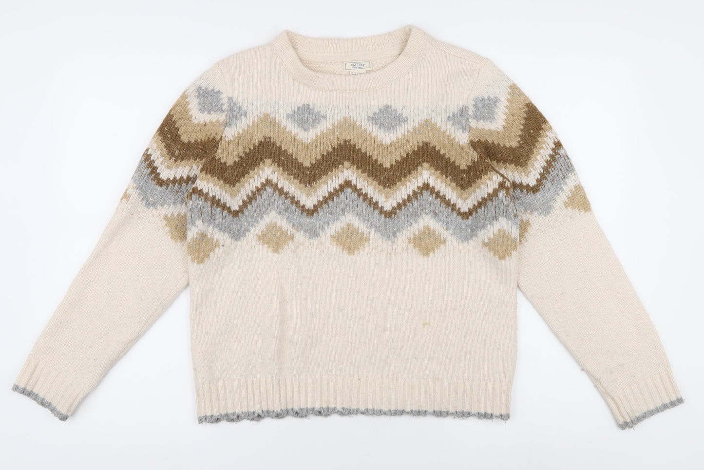 Fat Face Women’s Beige Geometric Knit Sweater UK 12