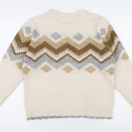 Fat Face Women’s Beige Geometric Knit Sweater UK 12