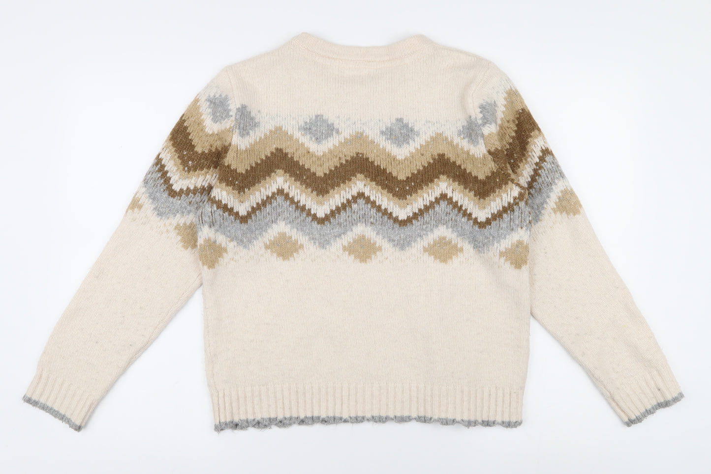 Fat Face Women’s Beige Geometric Knit Sweater UK 12