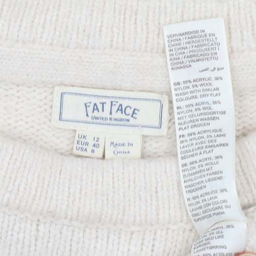 Fat Face Women’s Beige Geometric Knit Sweater UK 12