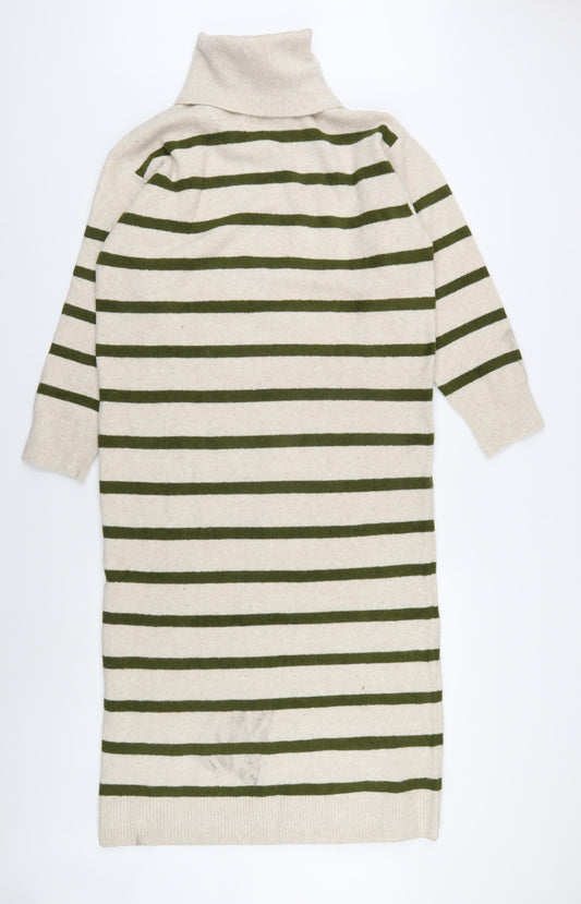 Mango Women's Beige Striped Jumper Dress Size 12