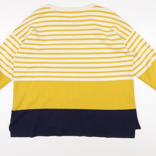 Joules Women's Yellow Striped Pullover Jumper Size 16