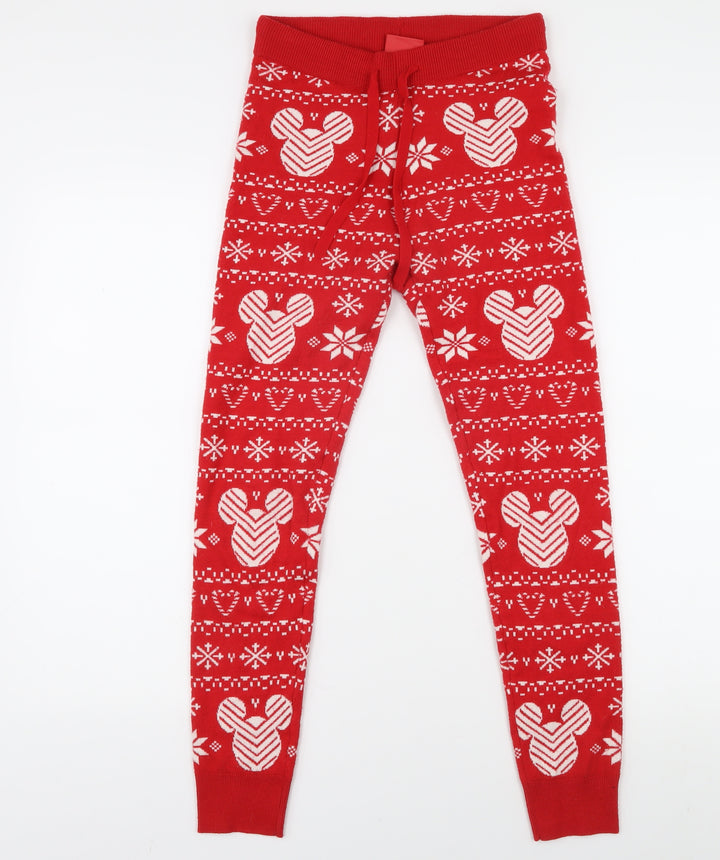 Disney Boys Red Mickey Fair Isle Pyjama Pants - Size S