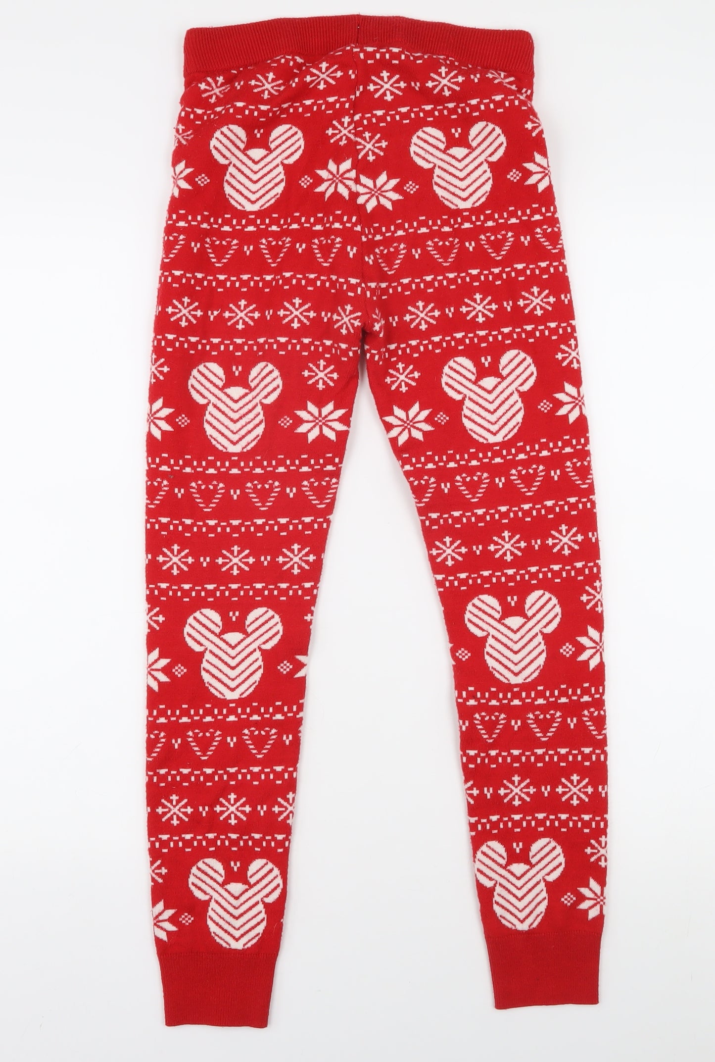 Disney Boys Red Mickey Fair Isle Pyjama Pants - Size S