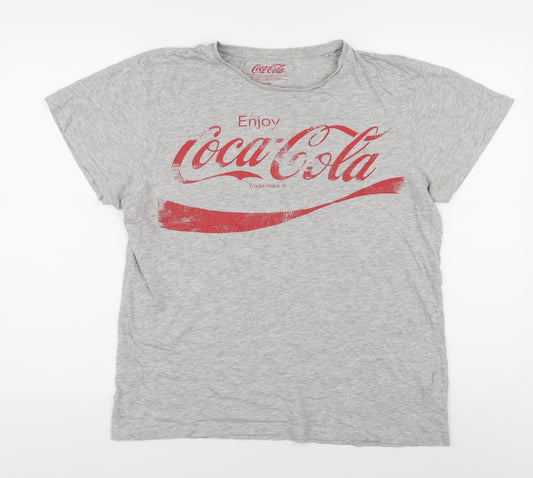 Coca-Cola Men's Grey T-Shirt, L, Graphic Print Casual