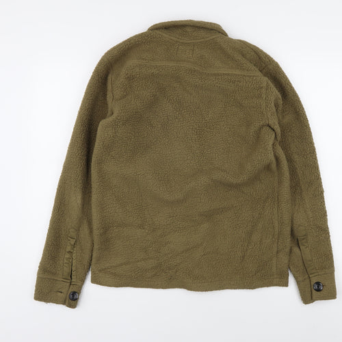 Rebel Green Fleece Jacket M Collared Button Casual