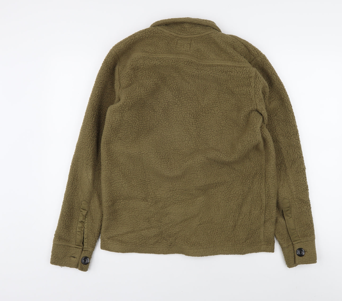 Rebel Green Fleece Jacket M Collared Button Casual