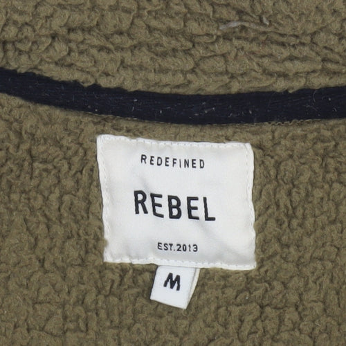 Rebel Green Fleece Jacket M Collared Button Casual