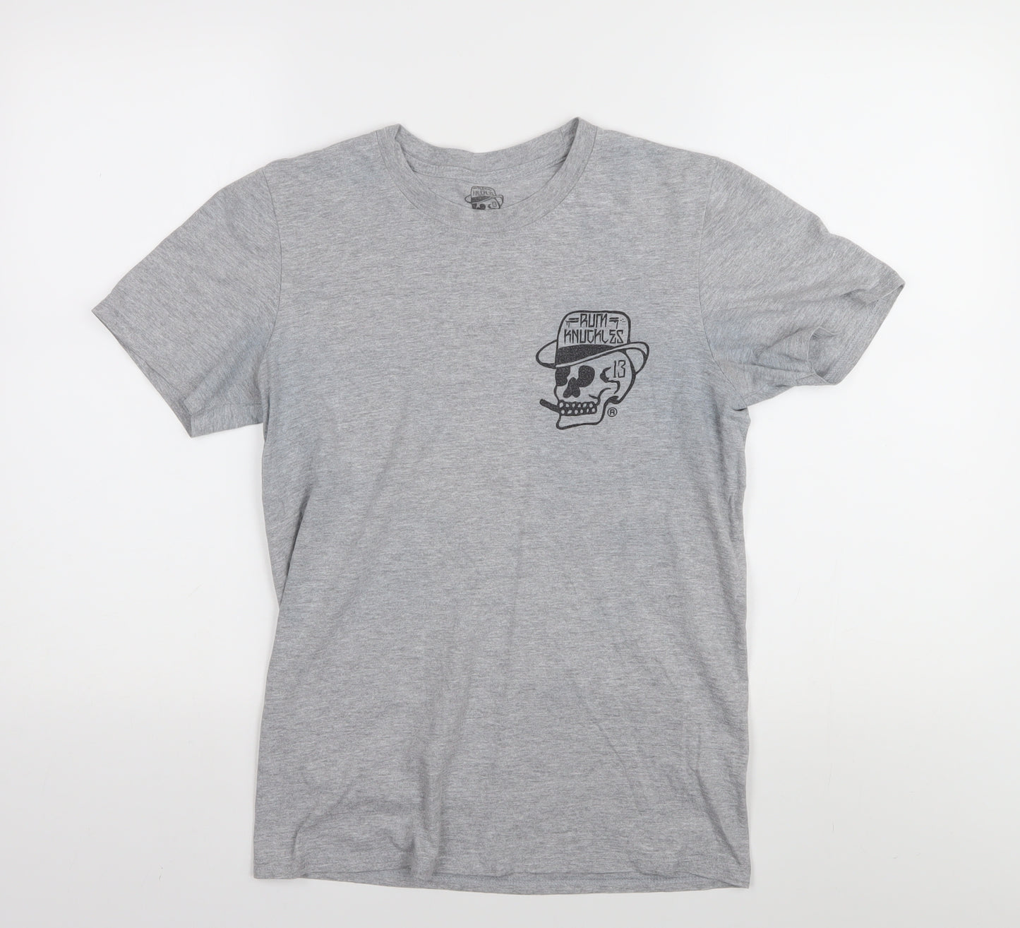 Rum Knuckles Grey Skull Graphic Men's T-Shirt - S