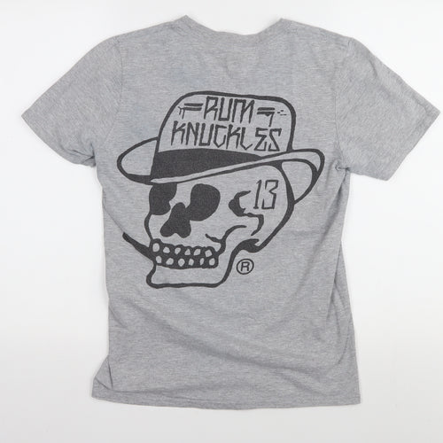 Rum Knuckles Grey Skull Graphic Men's T-Shirt - S